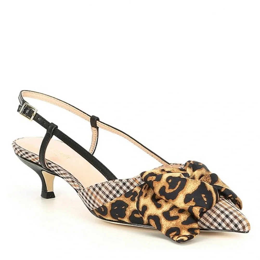 NWT Kate Spade Daxton houndstooth leopard pumps